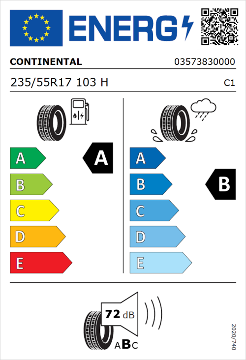 Tyre Label for Continental ContiEcoContact 5 235/55R17 103H