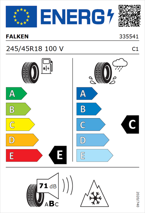 Tyre Label for Falken Eurowinter HS01 245/45R18 100V
