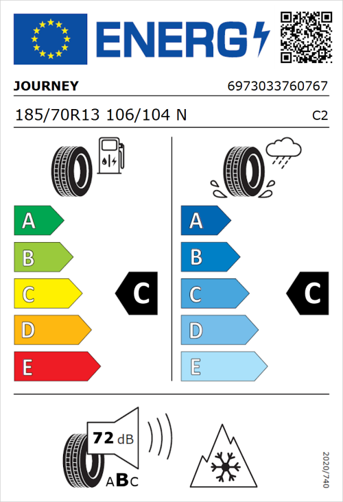 Tyre Label for Journey WR301 185/70R13 106/104N