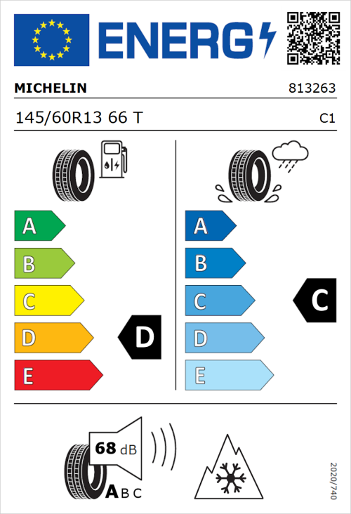 Tyre Label for Michelin CrossClimate + 145/60R13 66T