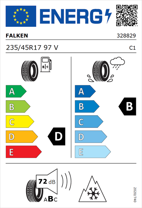 Tyre Label for Falken Eurowinter HS01 235/45R17 97V